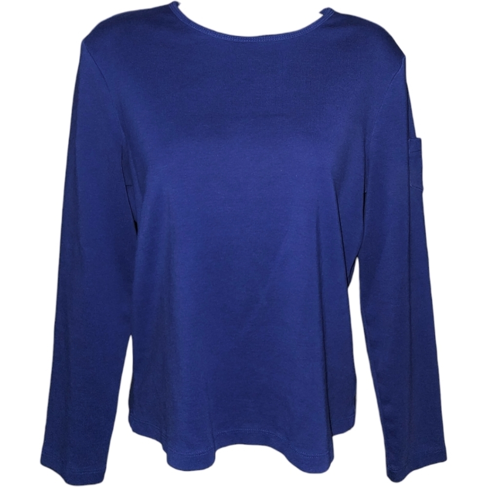 Green Label LAUREN Ralph Lauren Scoop Neckline Pocket Long Sleeve Top